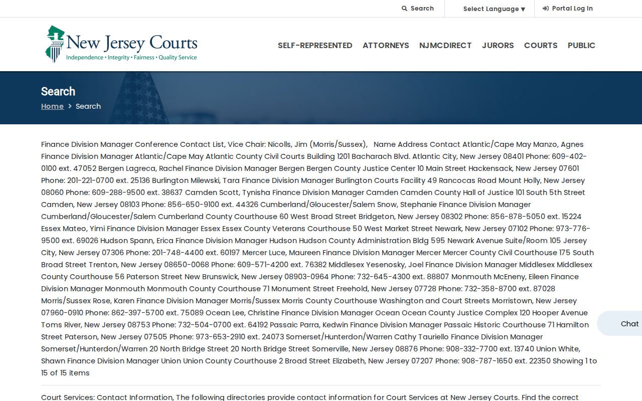 Hamilton Township residents directory New Jersey Judiciary public search interface