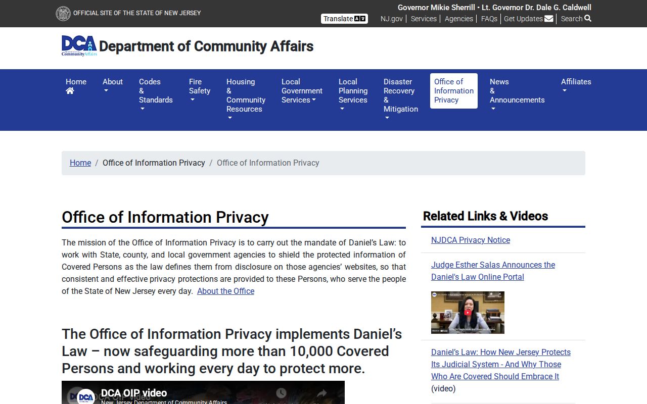 Hamilton Township resident lookup illustration of the New Jersey Office of Information Privacy