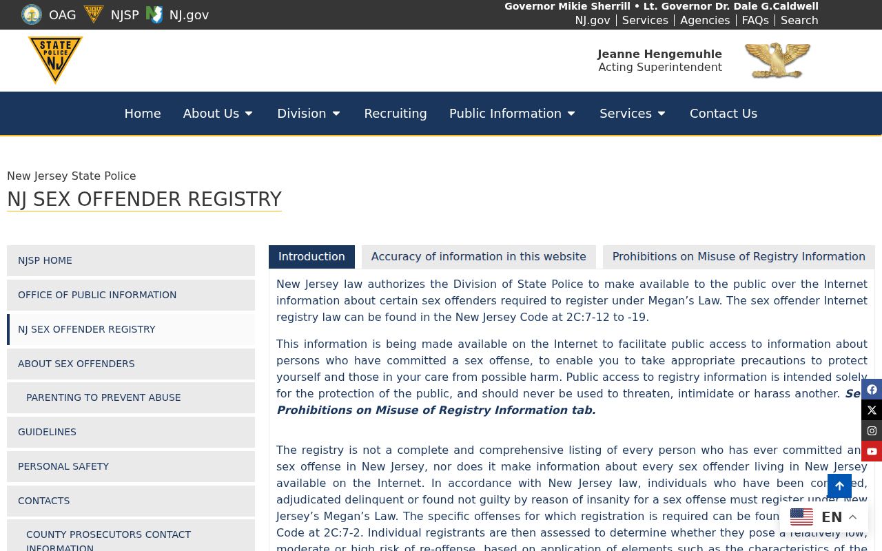 Hamilton Township resident lookup illustration of the New Jersey State Police registry landing page